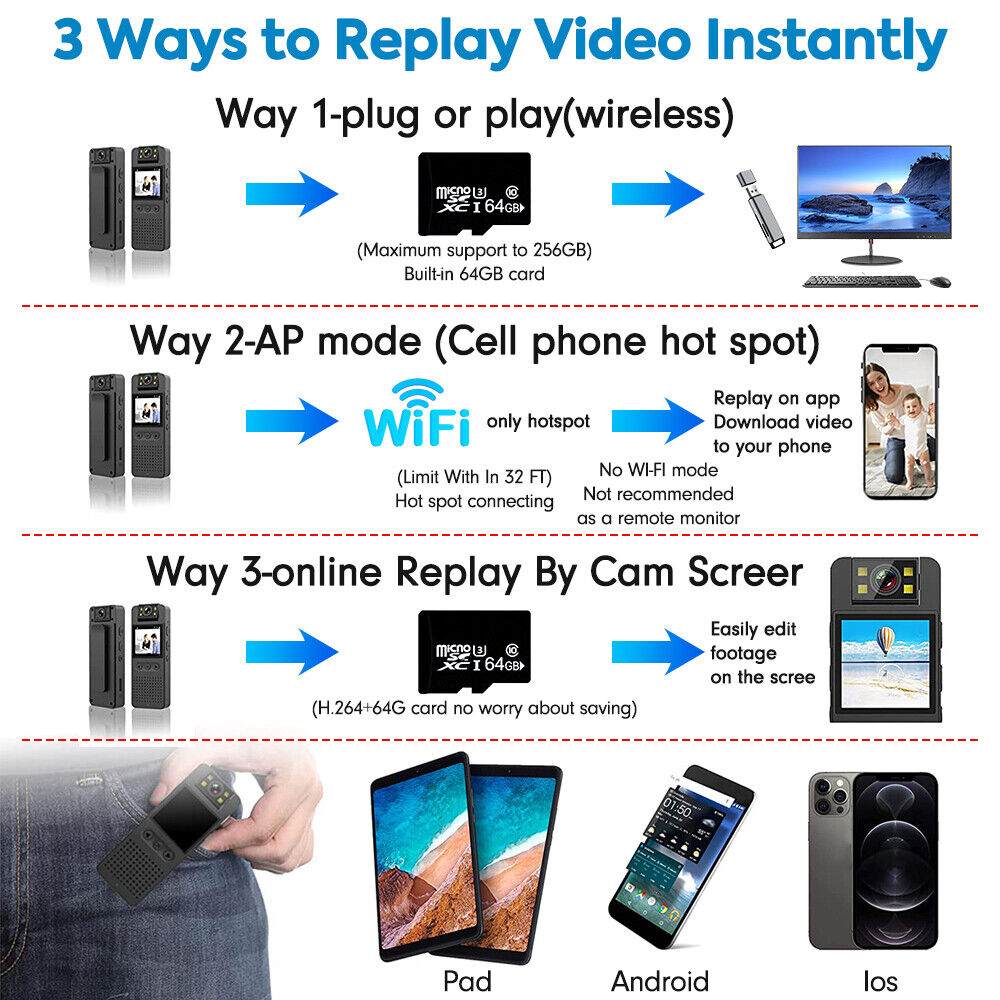 1080P Wifi HD Stable Riding Camera Wearable Video Recorder Comes With 64G SD Card 9