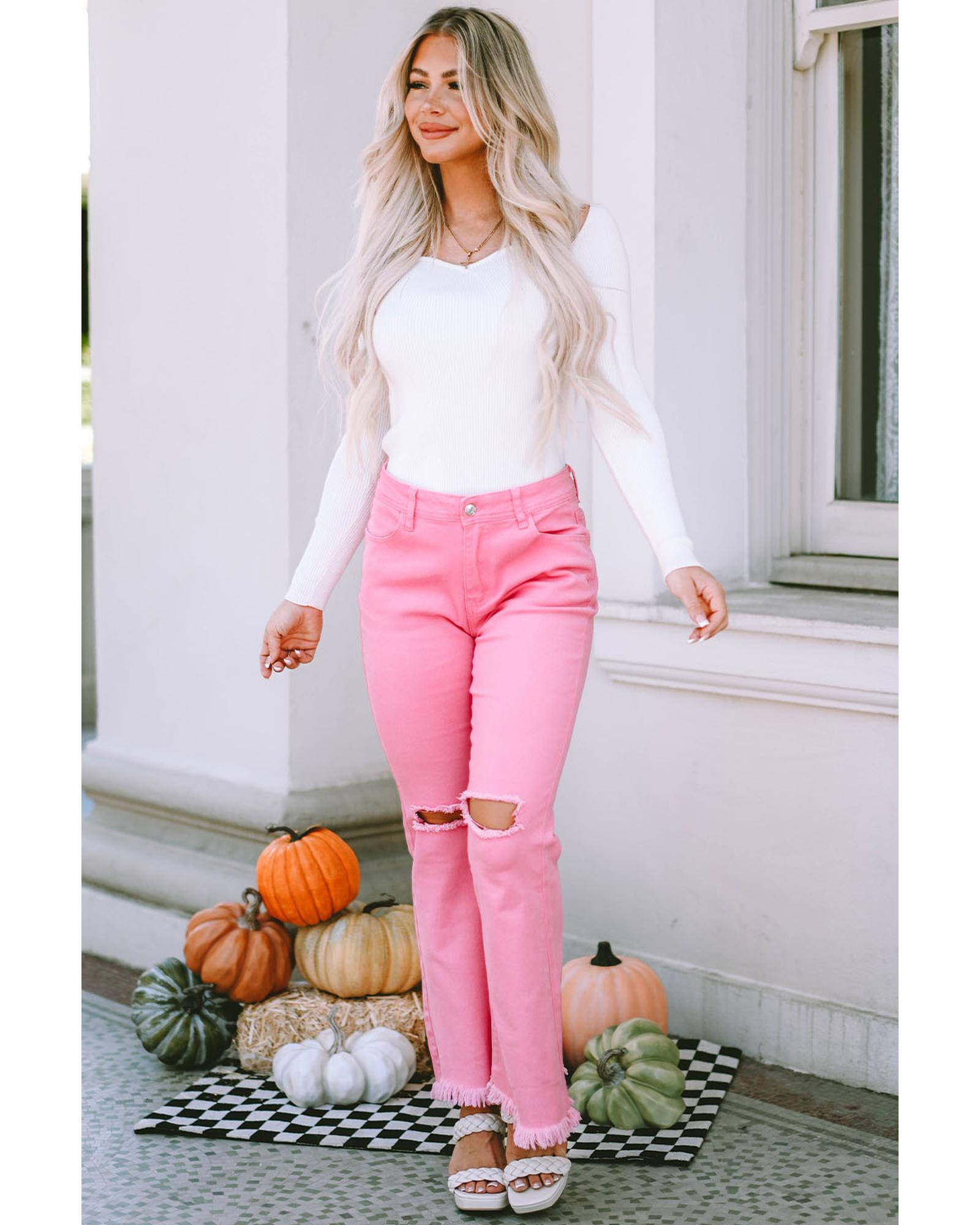 Azura Exchange Vintage Flare Leg Ripped Raw Hem Jeans - 16 US