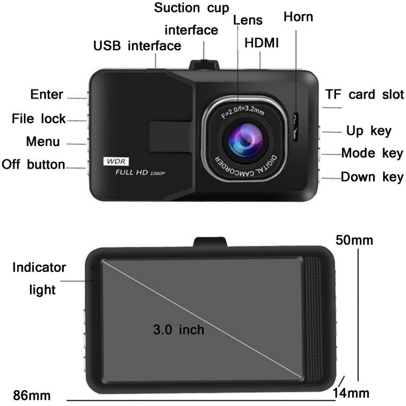 1080p Hd 3.0 Wide-angle Driving Recorder with Reversing Image 10