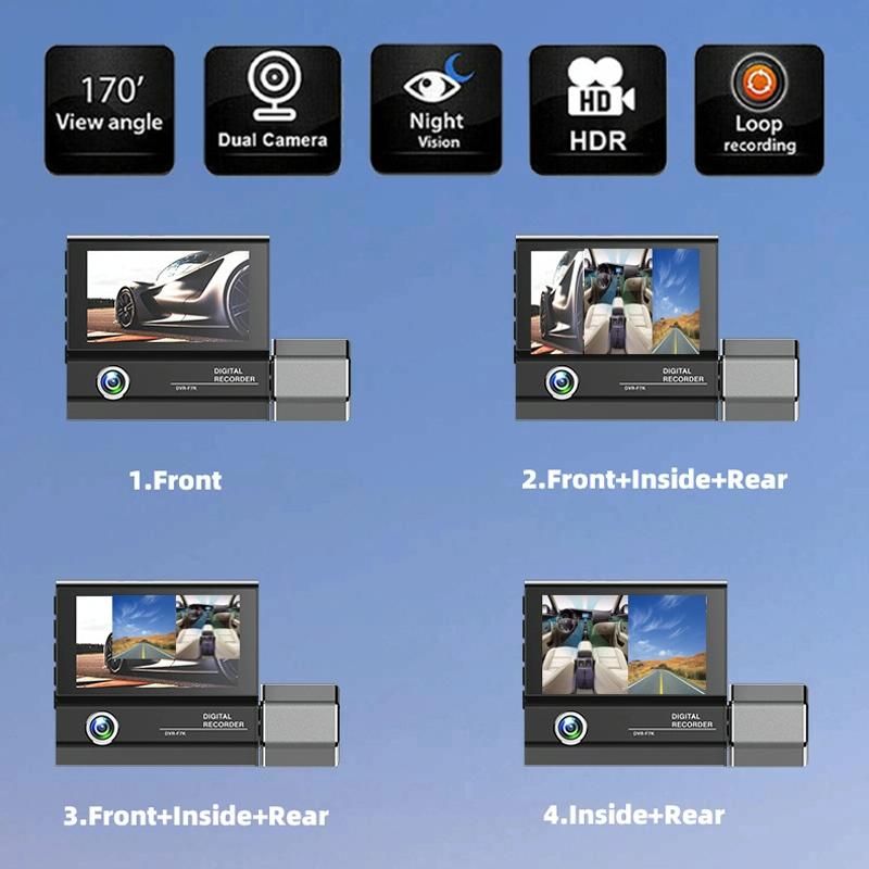 1080p Hd Multi-language Driving Recorder with 3 Lenses 11