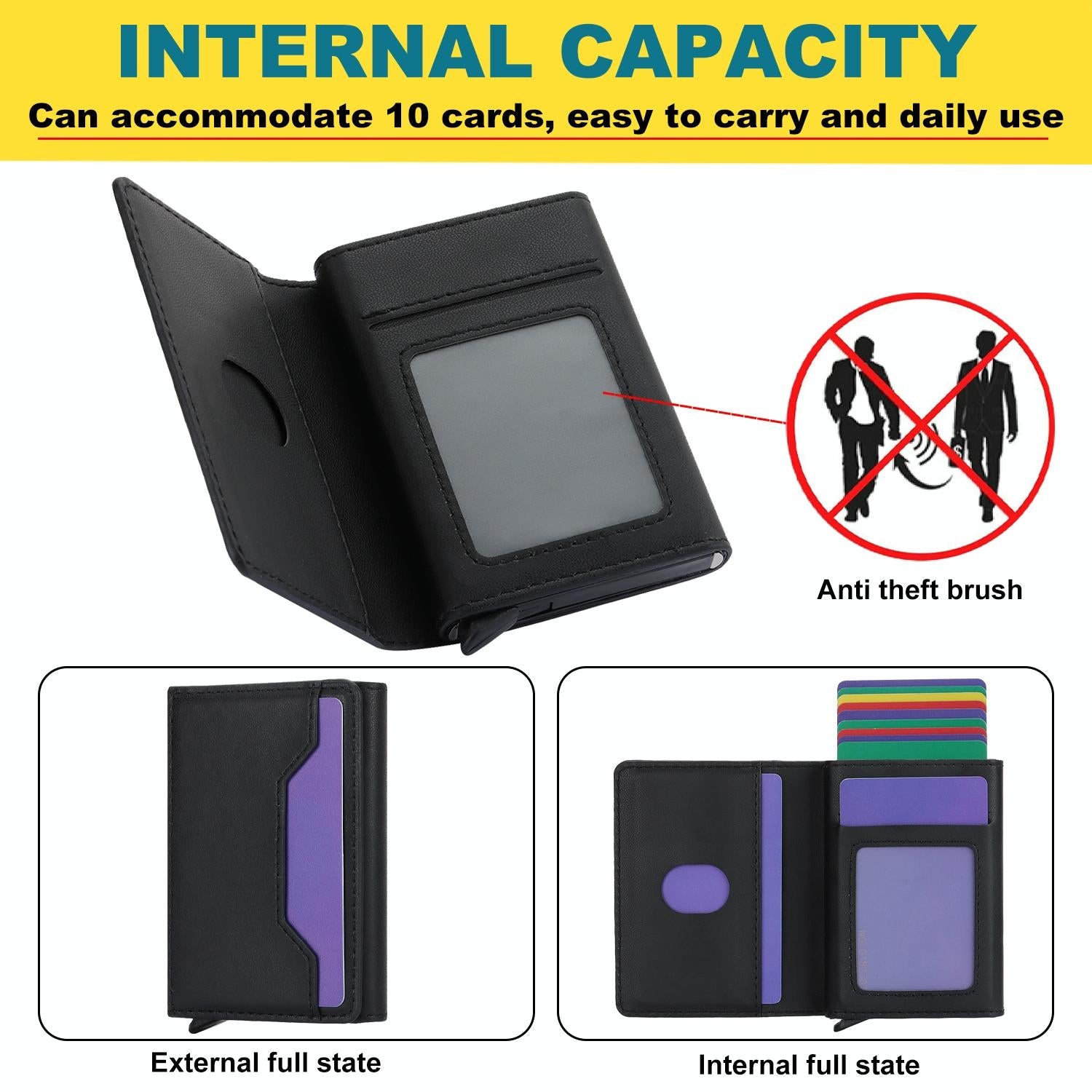 10x6x3cm Secure Brush Card Bag - Compact and Protective - Black 12