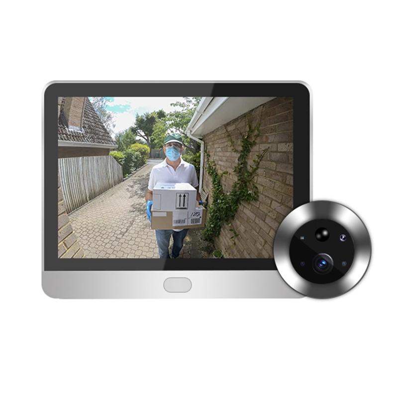 1080P Wifi Smart Cat Eye Video Doorbell With 4.3 Colour Screen And Hidden Graffiti Design - Black 2