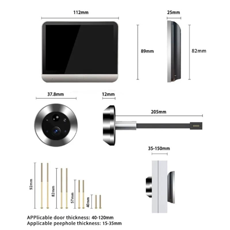 1080P Wifi Smart Cat Eye Video Doorbell With 4.3 Colour Screen And Hidden Graffiti Design - Black 3