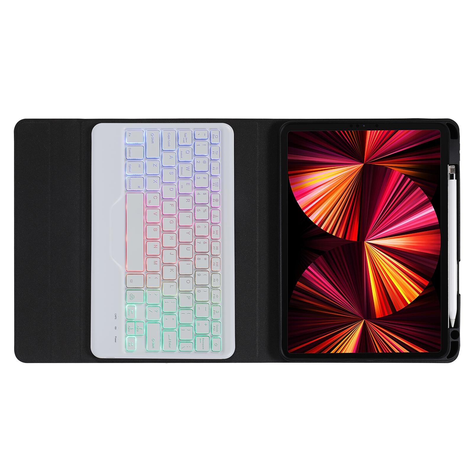 10.2 / 10.5 Inch Bluetooth Keyboard Tablet Case With Triangle Holder & Pen Slot - Black Diamond Pattern 12