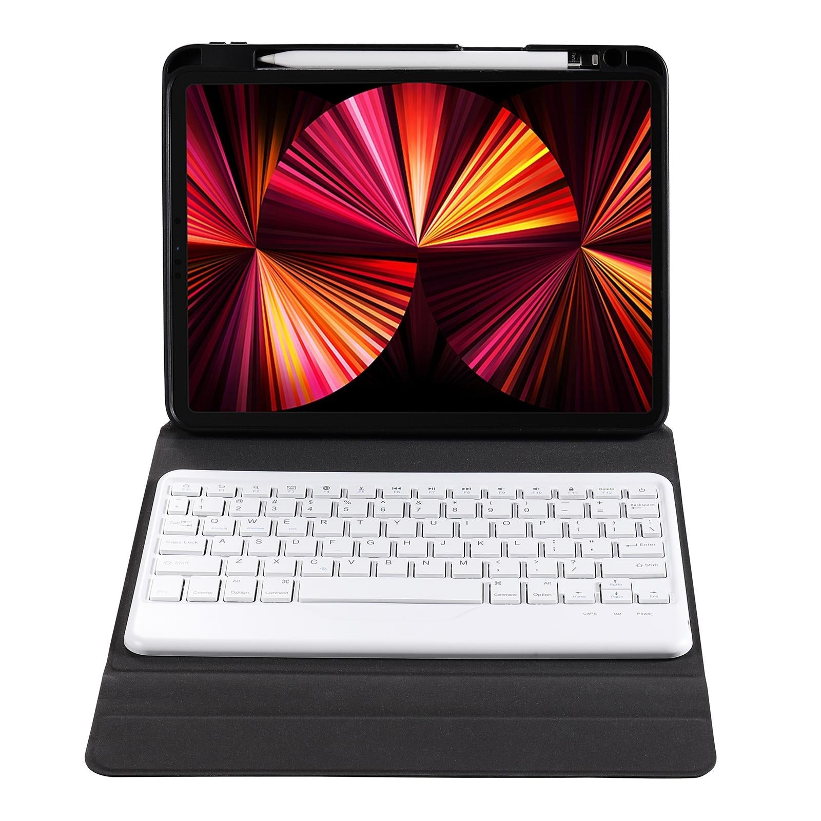 10.2 / 10.5 Inch Bluetooth Keyboard Tablet Case With Triangle Holder & Pen Slot - Black Diamond Pattern 20