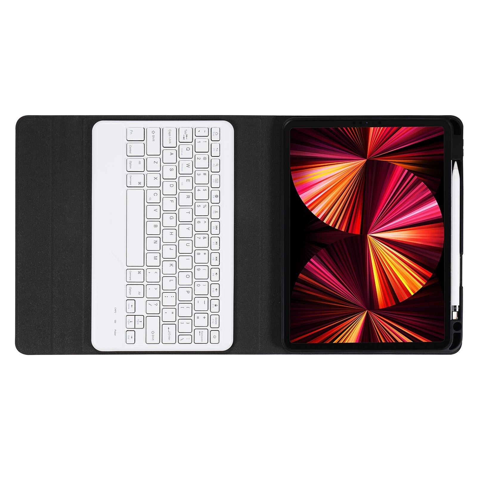 10.2 / 10.5 Inch Bluetooth Keyboard Tablet Case With Triangle Holder & Pen Slot - Black Diamond Pattern 29