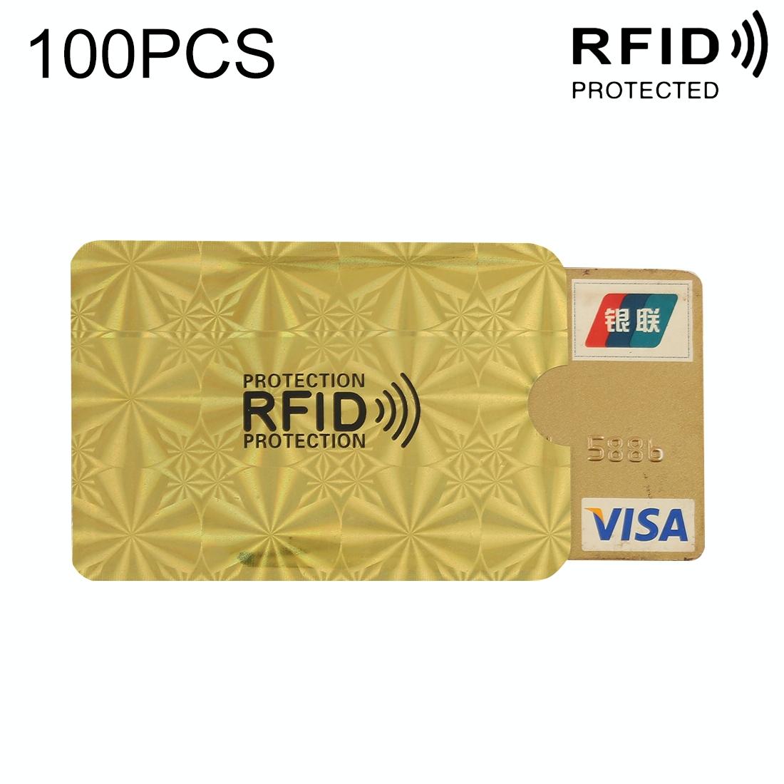 100-pack Aluminum Foil Rfid Blocking Credit Card Case - Golden Snowflake 1