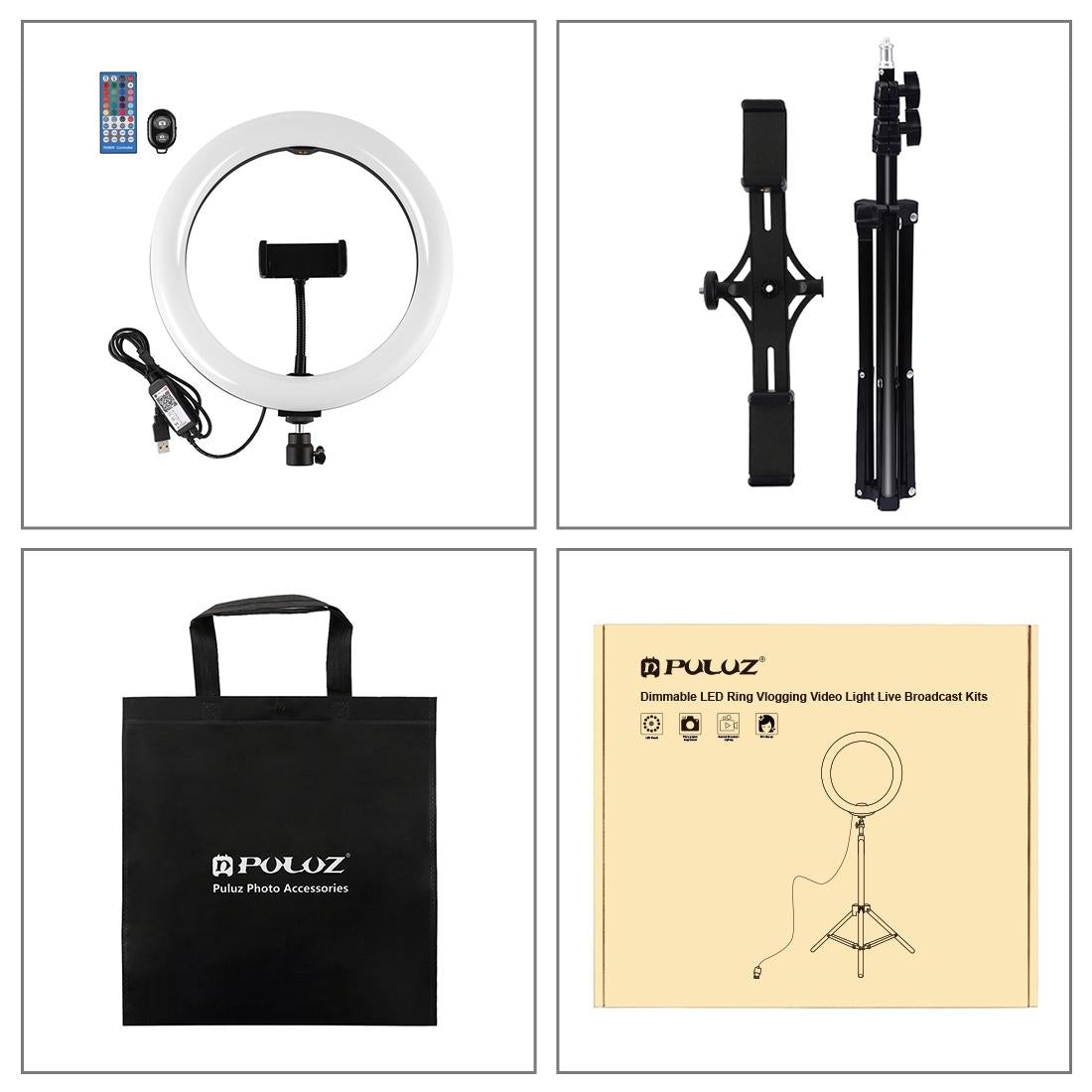10.2 Curved Rgbw Led Ring Light Kit with Tripod Dual Phone Brackets Remote and Clamp 6