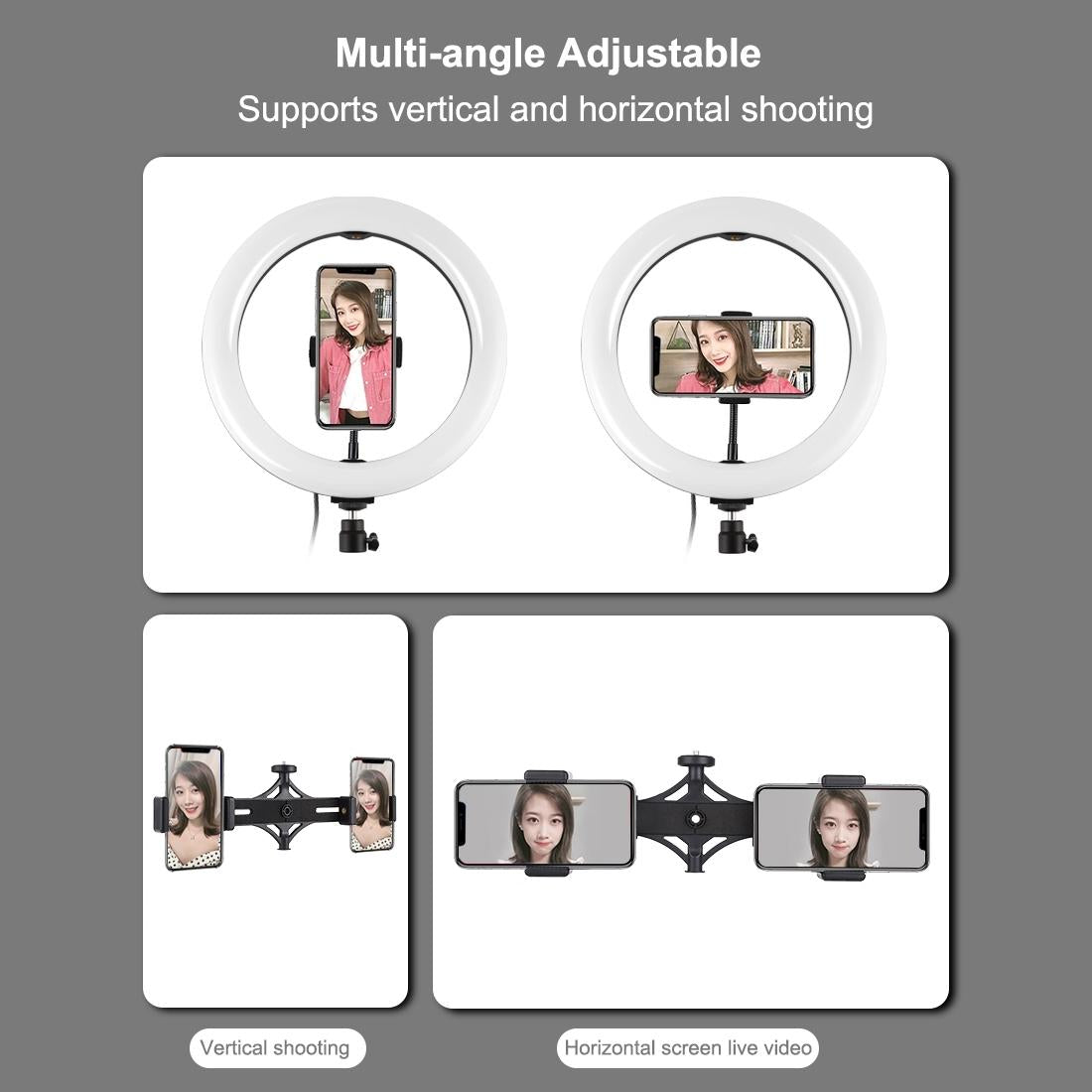 10.2 Dual Phone Tripod with Usb Ring Light & Remote 10