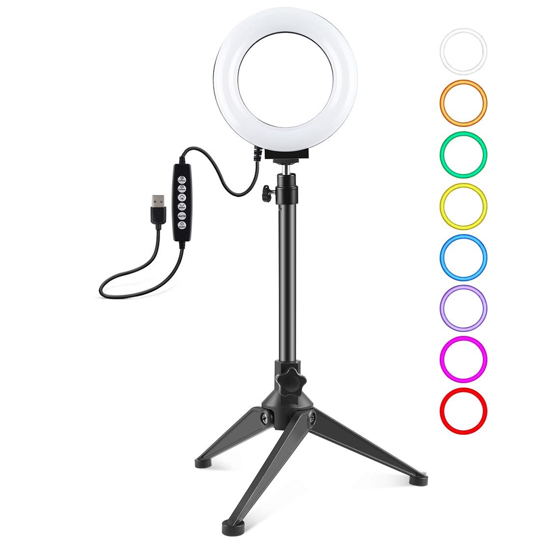 10 Mode Usb Led Ring Light with Tripod Mount and Cold Shoe Ball Head - 4.7 Inch Diameter 1