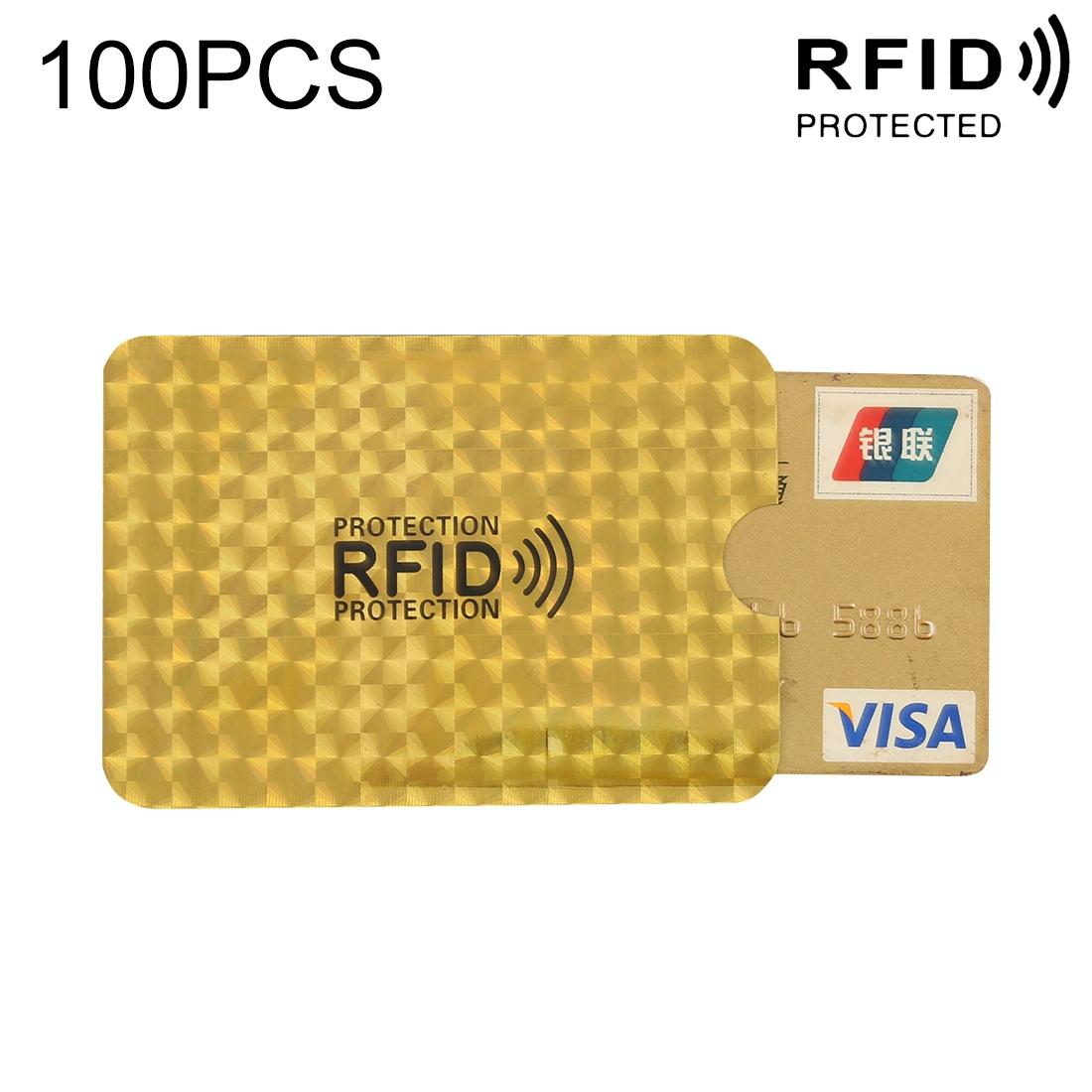 100-pack Aluminum Foil Rfid Blocking Credit Card Case - Golder Grid 1