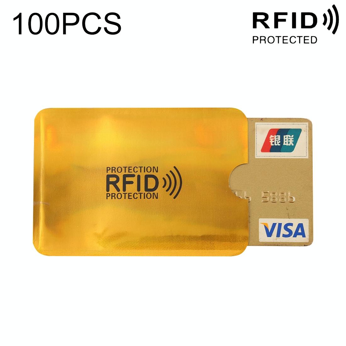 100-pack Aluminum Foil Rfid Blocking Credit Card Case - Golder Grid 8