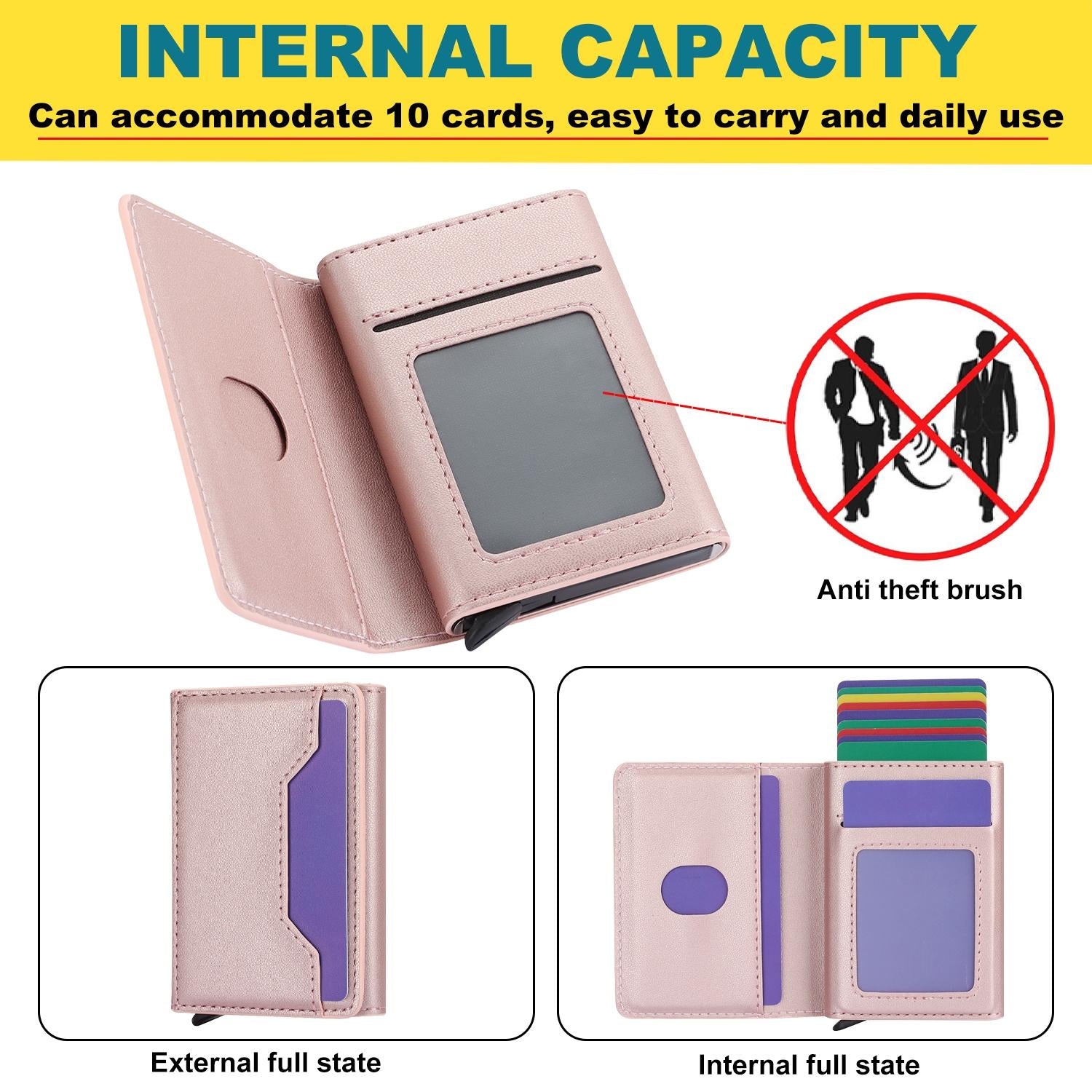 10x6x3cm Secure Brush Card Bag - Compact and Protective - Rose Gold 15
