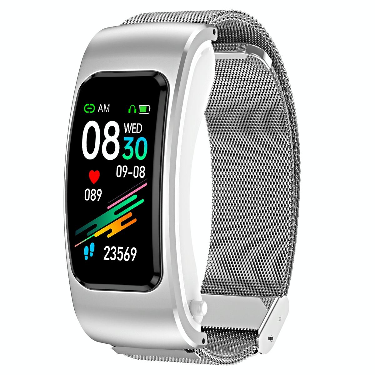 1.08 Inch Steel Band Earphone Detachable Life Waterproof Smart Watch Support Bluetooth Call - Silver 1