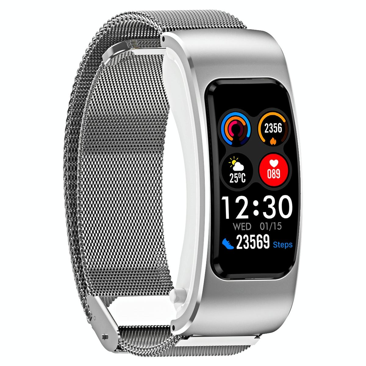 1.08 Inch Steel Band Earphone Detachable Life Waterproof Smart Watch Support Bluetooth Call - Silver 3