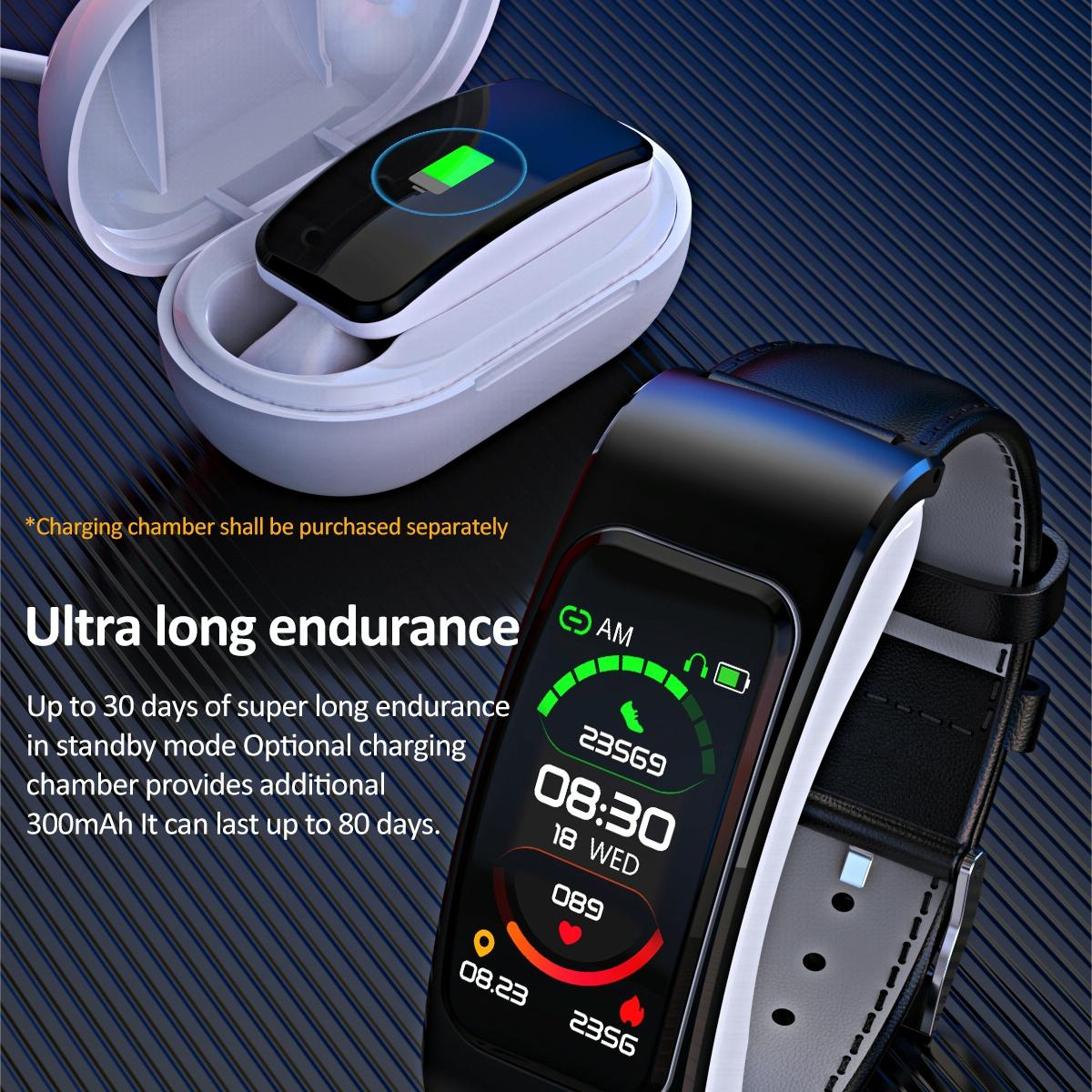 1.08 Inch Steel Band Earphone Detachable Life Waterproof Smart Watch Support Bluetooth Call - Silver 11