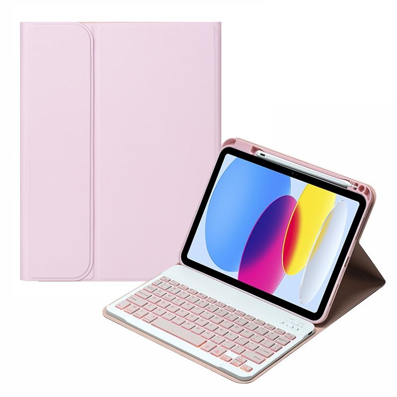 10.9 Ipad 10Th Gen 2022 Backlit Keyboard Case With Pen Slot - Bluetooth Leather - Light Green 15