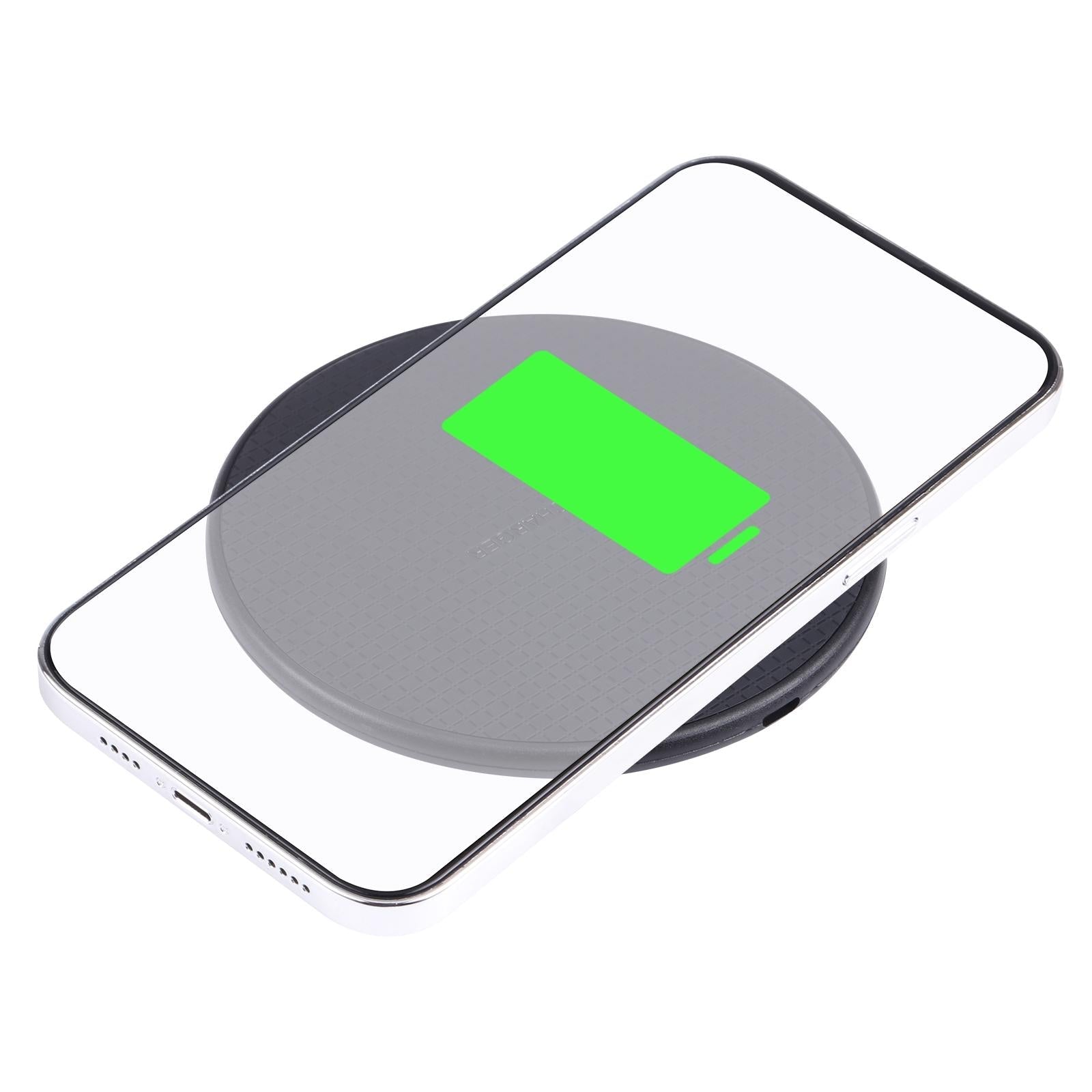 10W Plaid Pattern Round Wireless Charger - White 2