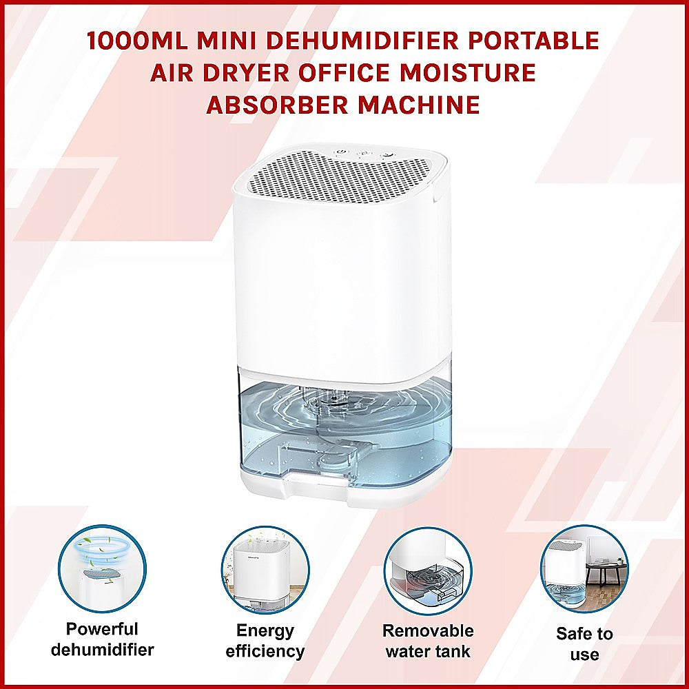 1000ML Mini Dehumidifier Portable Air Dryer Office Moisture Absorber Machine 3