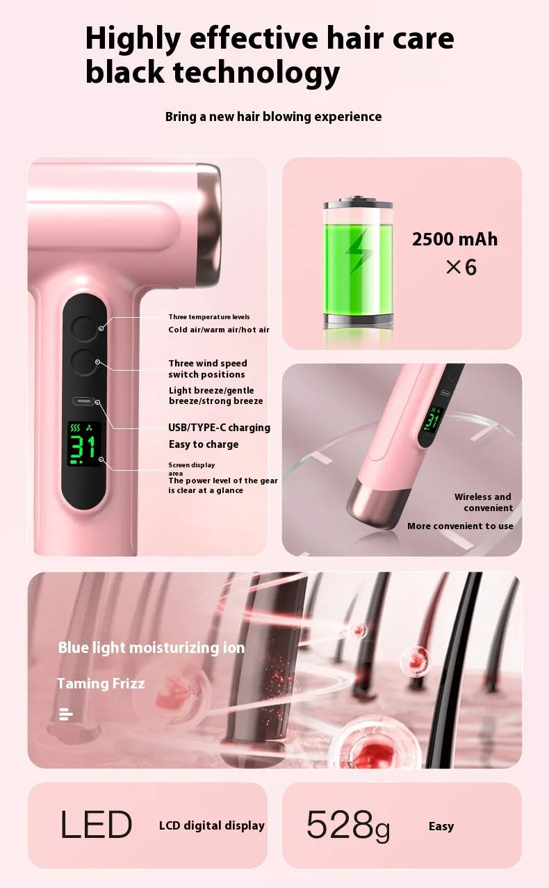 Intelligent Constant Temperature The Third Gear Wind Speed Temperature Adjustable Wireless Hair Dryer 8