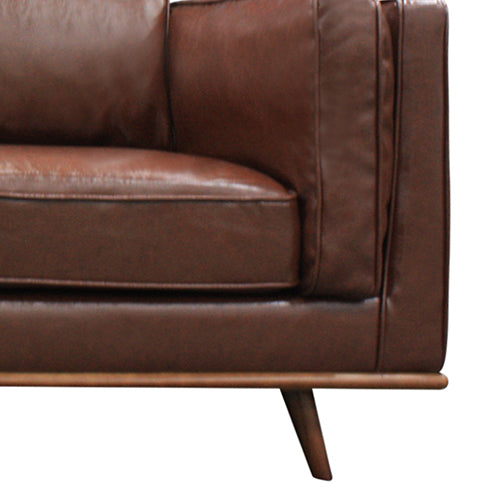 Single Seater Armchair Faux Leather Sofa Modern Lounge Accent Chair in Brown with Wooden Frame 4