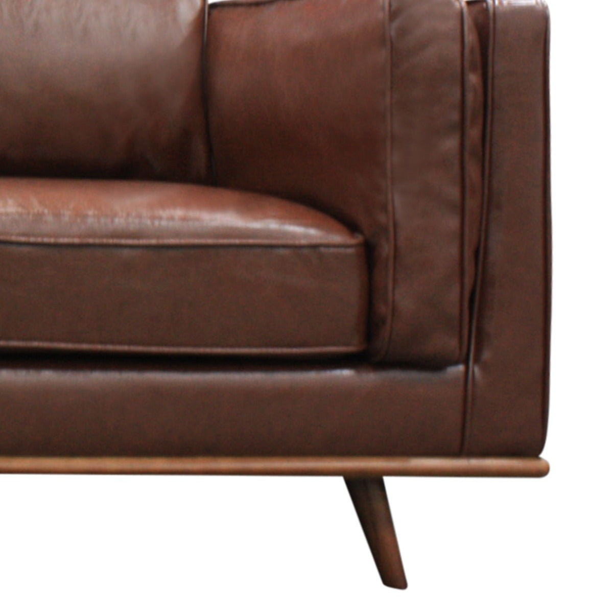 2 Seater Faux Leather Sofa Brown Modern Lounge Set for Living Room Couch with Wooden Frame 3
