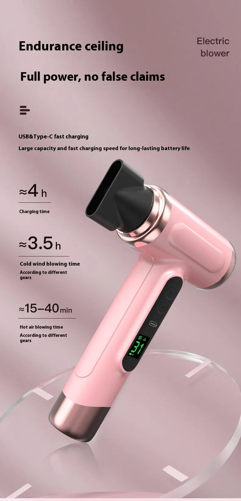 Intelligent Constant Temperature The Third Gear Wind Speed Temperature Adjustable Wireless Hair Dryer 9