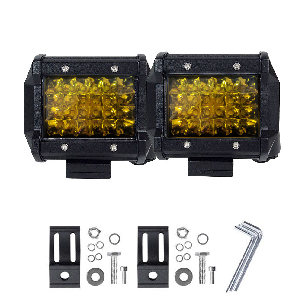 2x 4 inch Spot LED Work Light Bar Philips Quad Row 4WD Fog Amber Reverse Driving 5