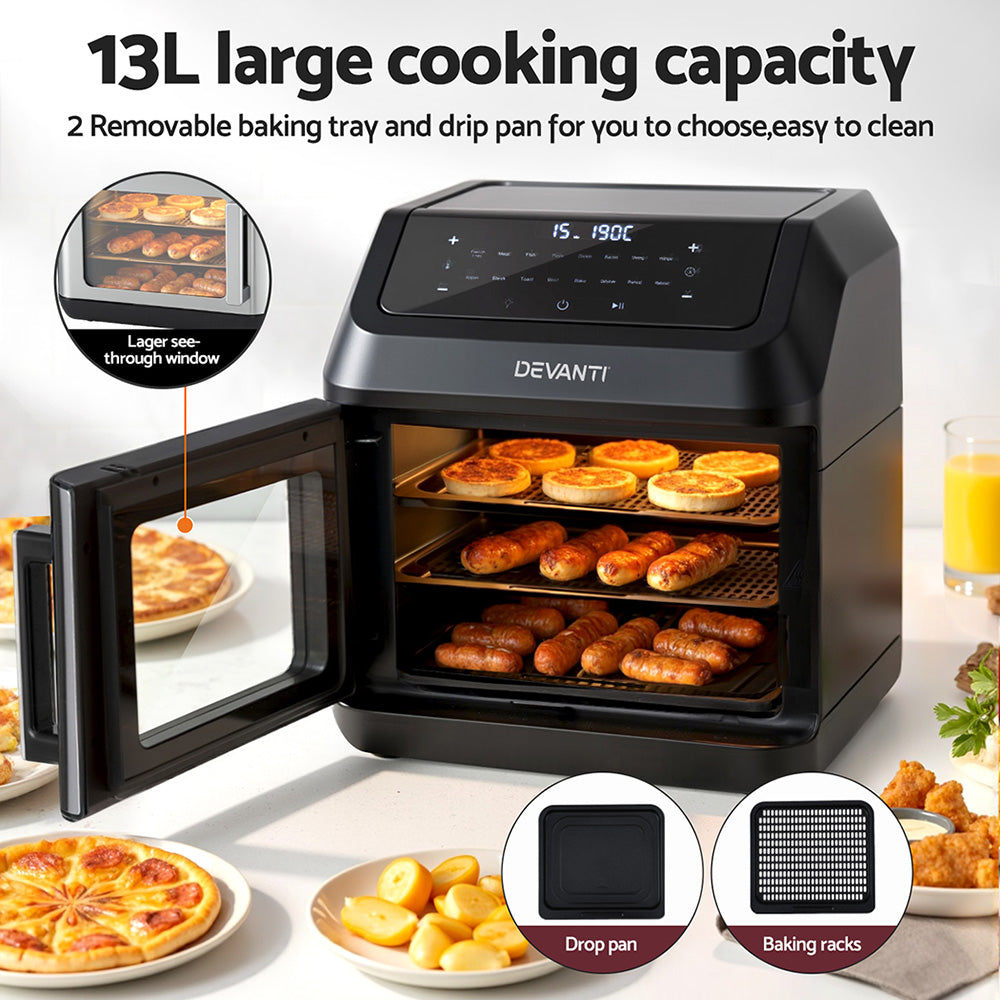 Devanti Air Fryer 13L LCD Fryers Oven 4