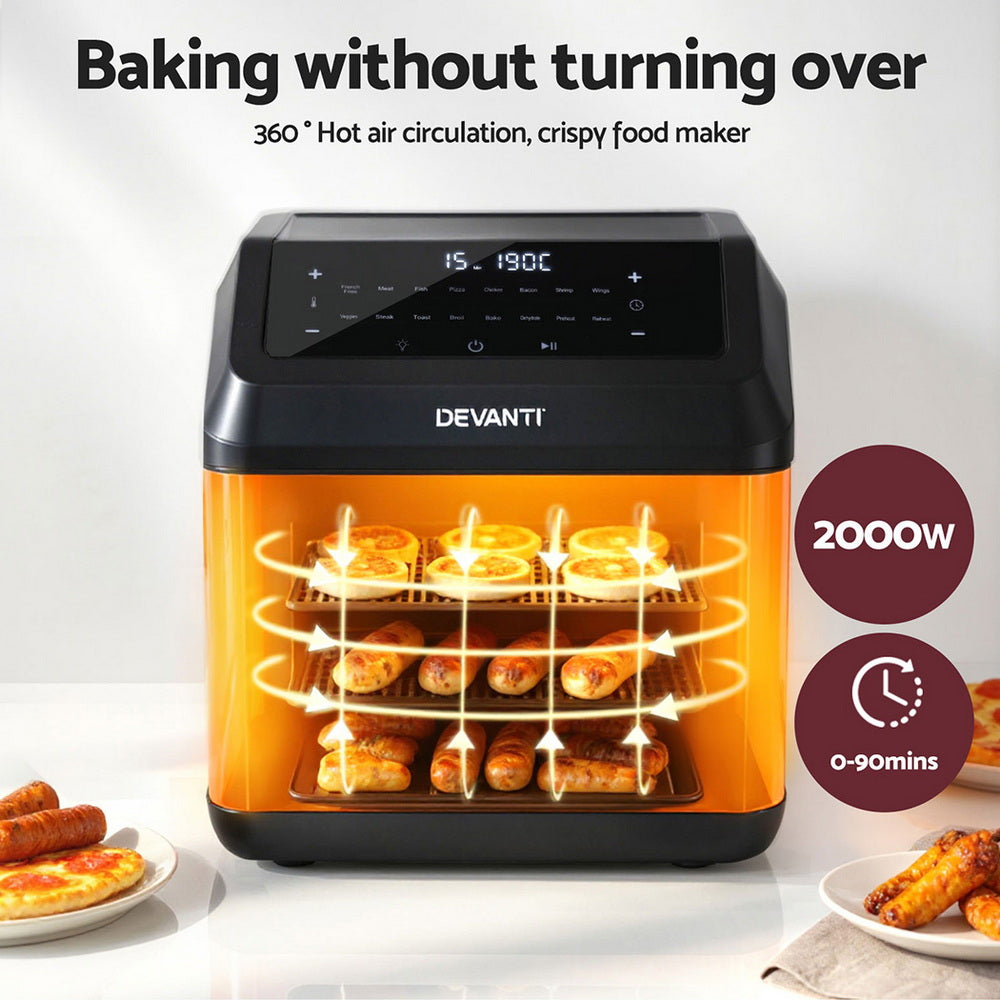 Devanti Air Fryer 13L LCD Fryers Oven 6