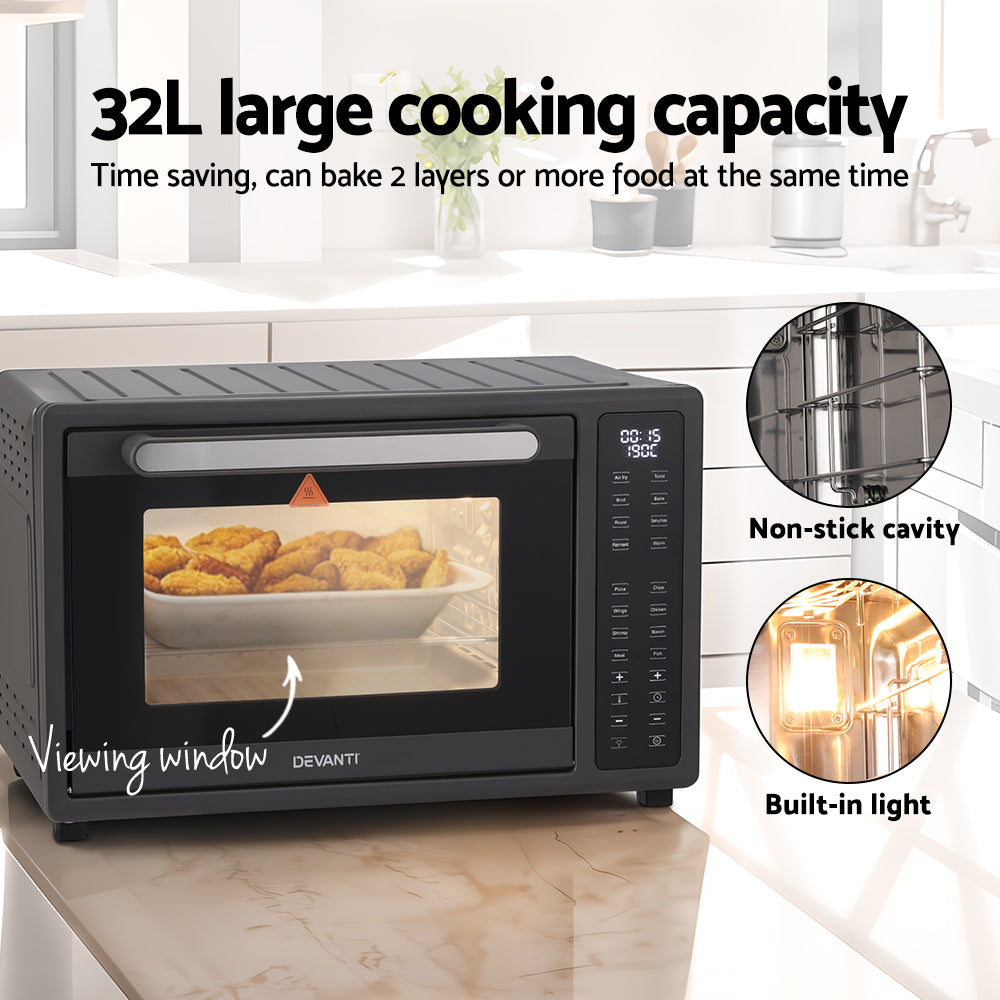 Devanti Air Fryer 32L W/ LCD Touch Oven 1700W 4