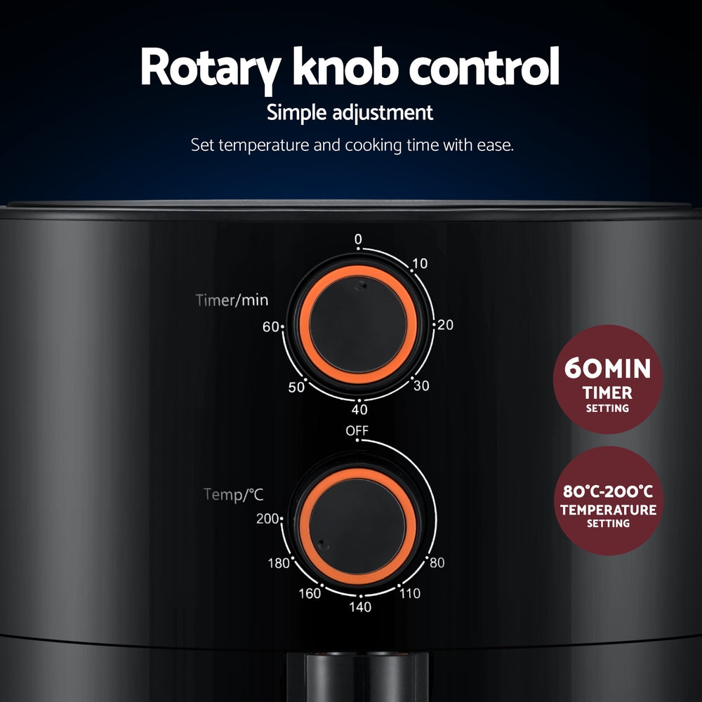 Devanti 4L Air Fryer Knob Control 1500W 4