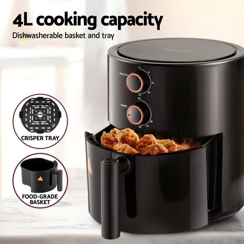 Devanti 4L Air Fryer Knob Control 1500W 5
