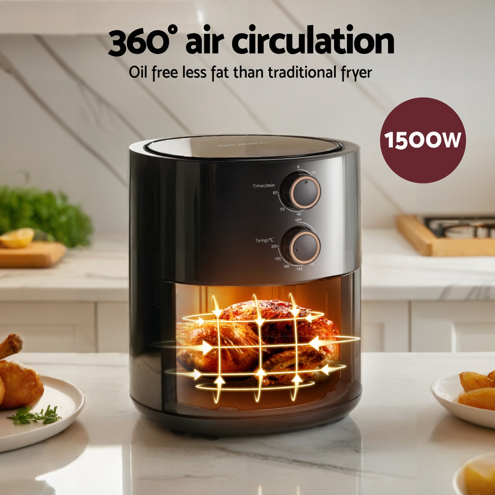 Devanti 4L Air Fryer Knob Control 1500W 6