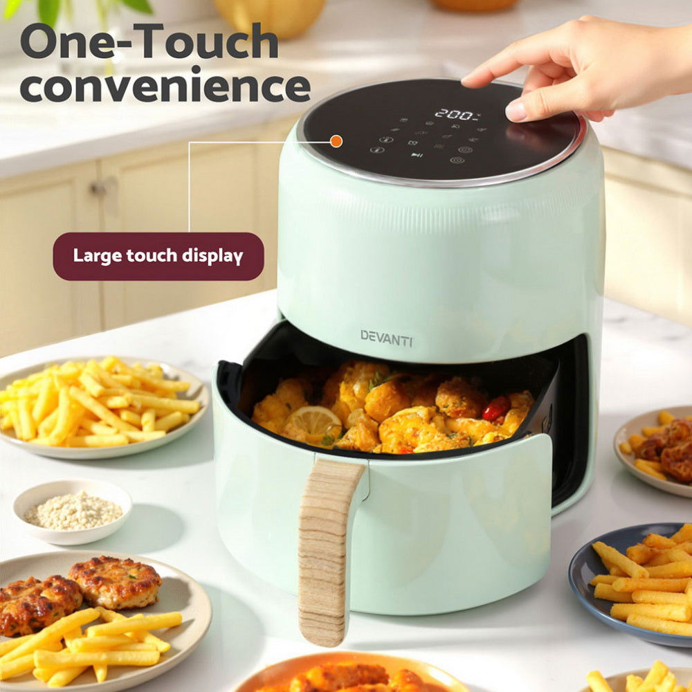 Devanti 5L Air Fryer Touch Control 1700W Green 3