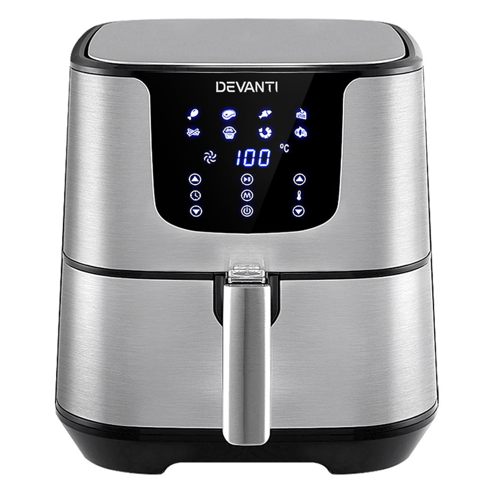 Devanti Air Fryer 7L LCD Fryers Stainless Steel 6