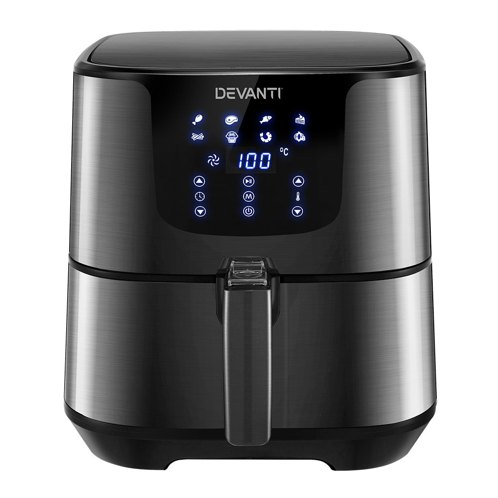 Devanti Air Fryer 7L LCD Fryers Black 5