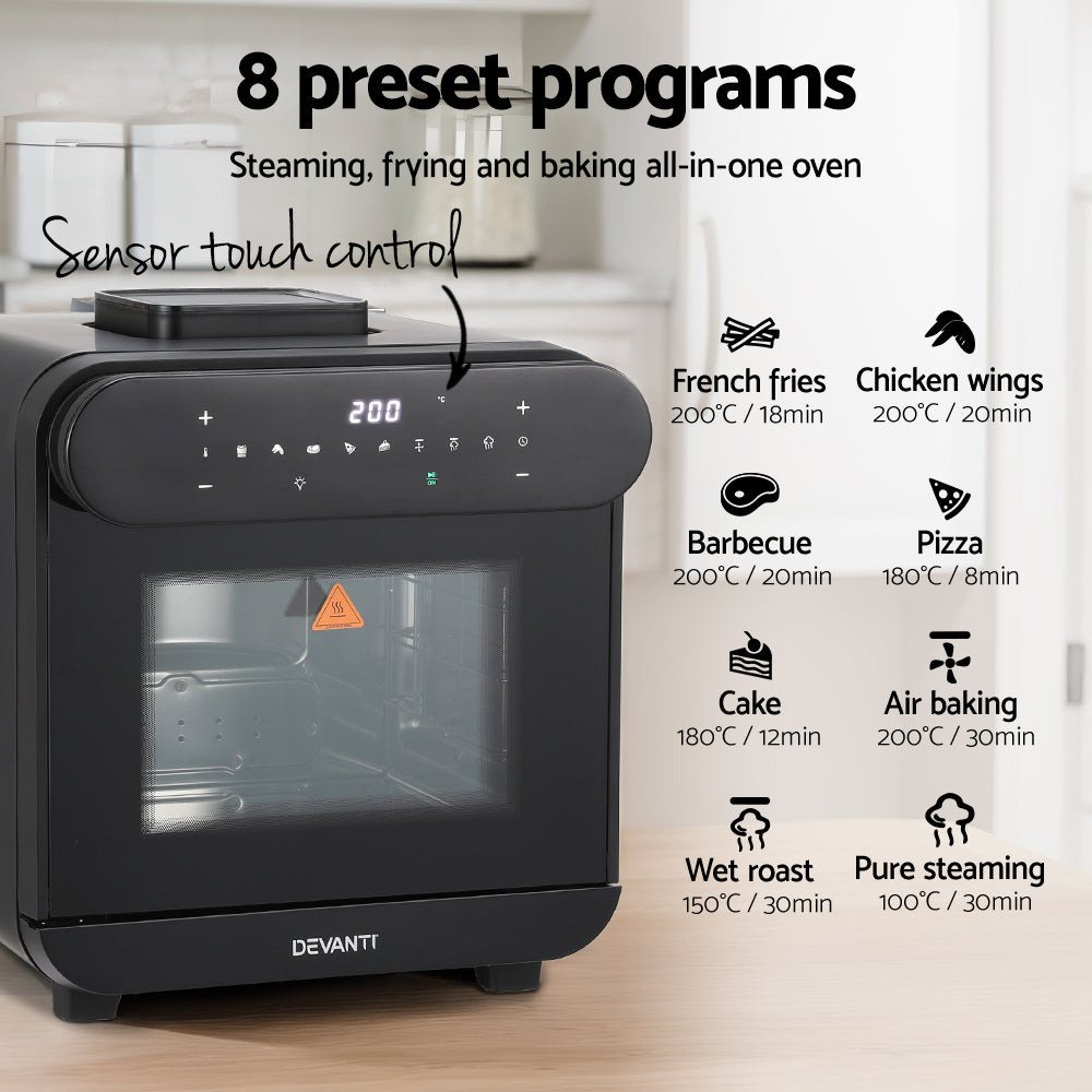 Devanti Steam Air Fryer Oven 15L W/ LCD Touch 1600W 4