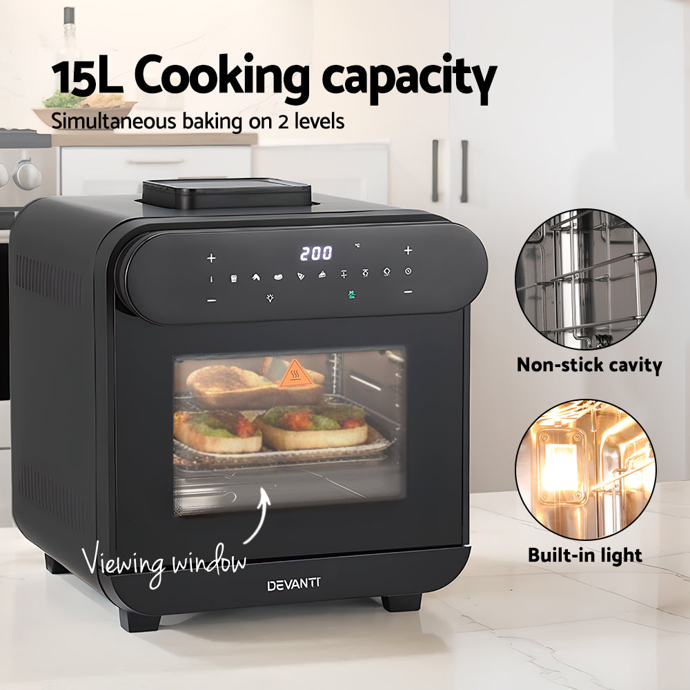 Devanti Steam Air Fryer Oven 15L W/ LCD Touch 1600W 5