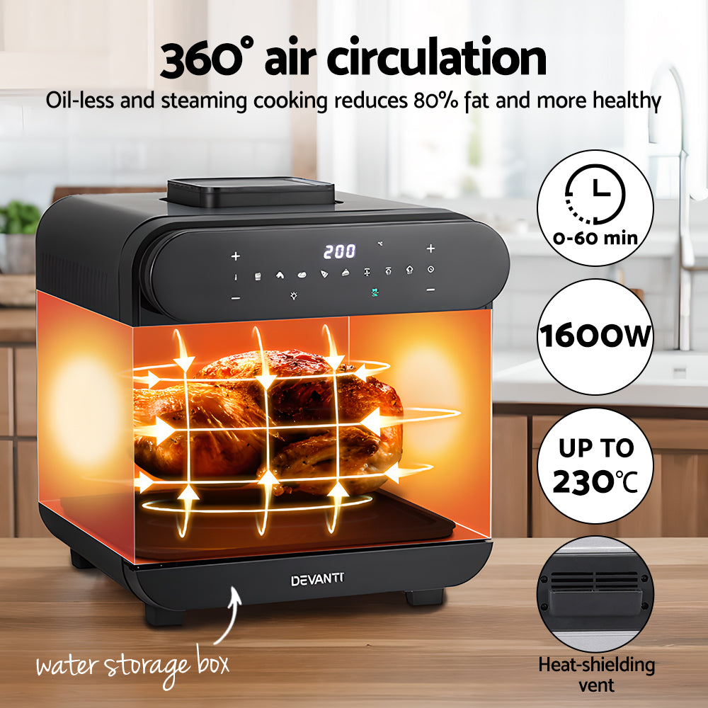 Devanti Steam Air Fryer Oven 15L W/ LCD Touch 1600W 6
