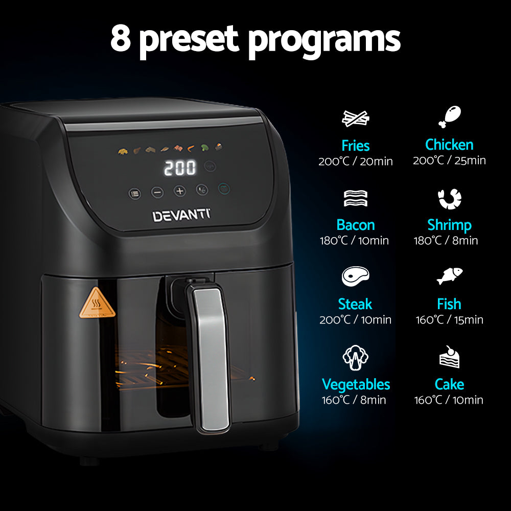 Devanti Air Fryer 5L W/ LCD Touch 1500W 3
