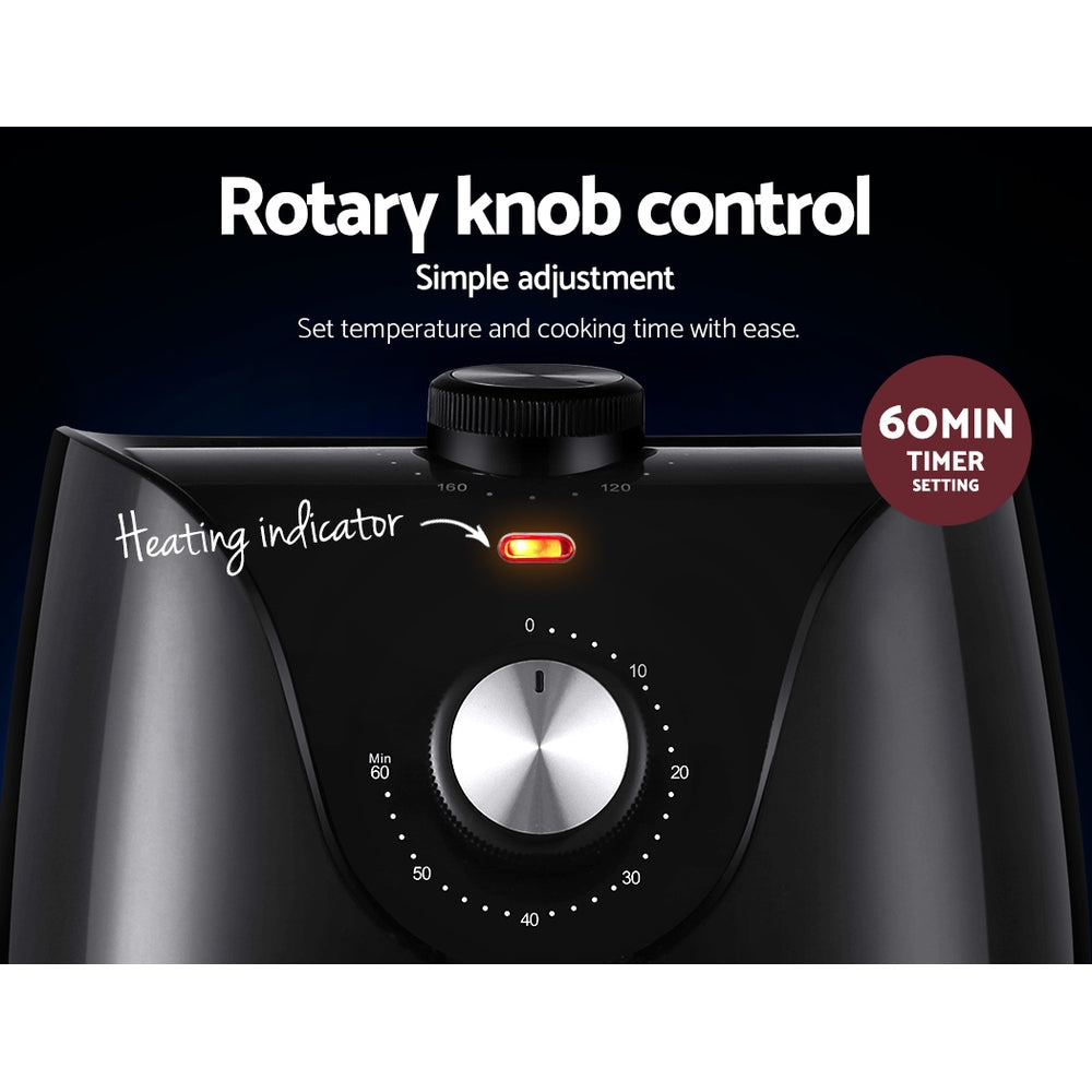 Devanti Air Fryer 2.5L Knob Fryers 5