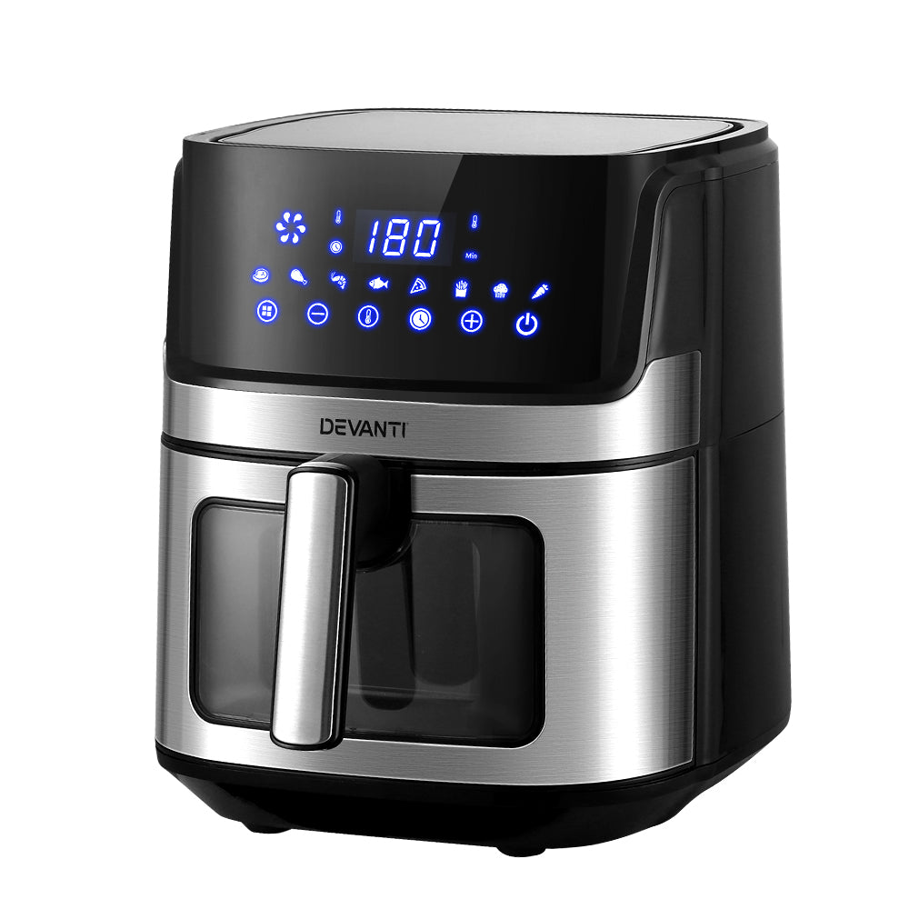 Devanti Air Fryer 6.5L LCD Fryers Clear Window 7