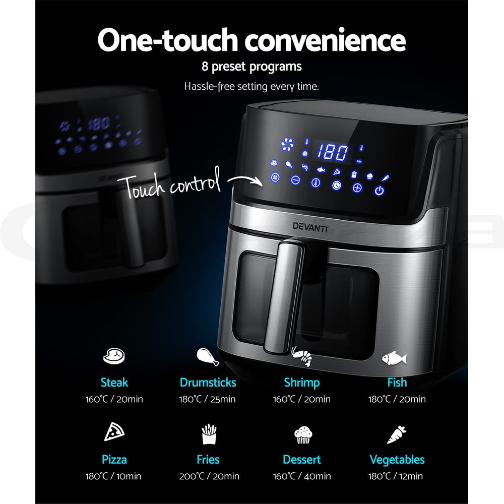 Devanti Air Fryer 6.5L LCD Fryers Clear Window 4