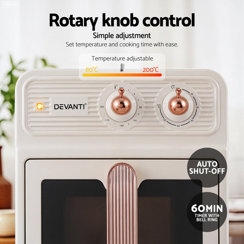 Devanti 6L Air Fryer Knob Control 1700W Cream 4