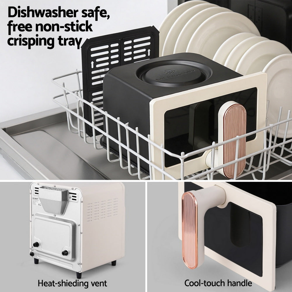 Devanti 6L Air Fryer Knob Control 1700W Cream 6