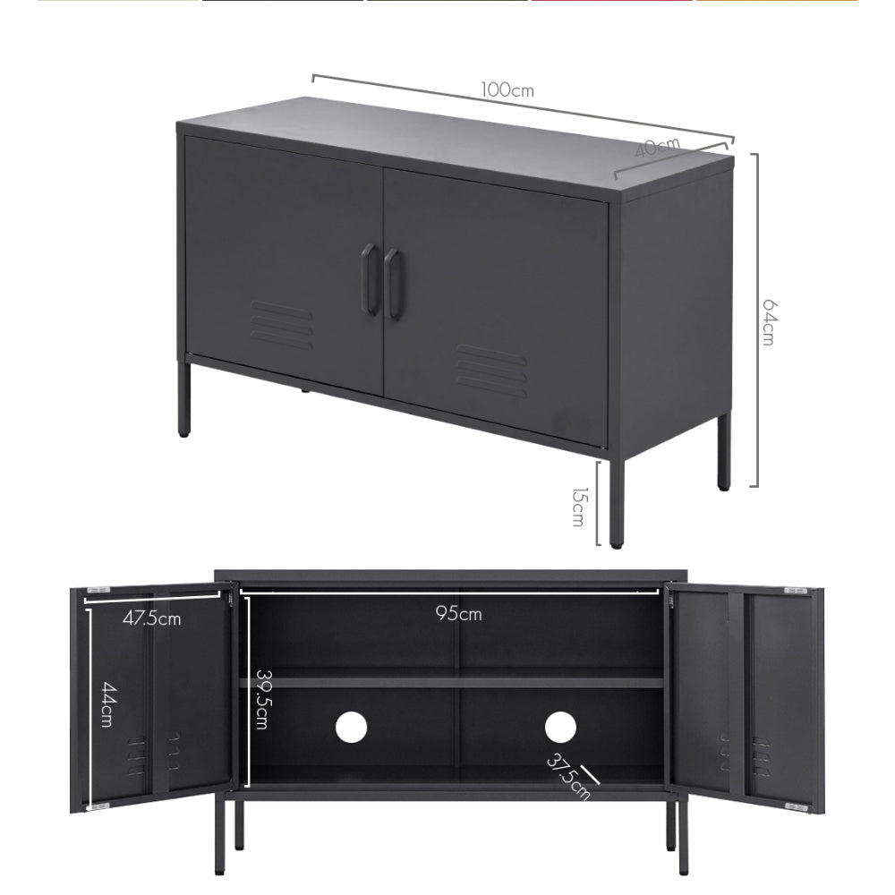 Artiss Buffet Sideboard Metal Cabinet - BASE Charcoal 4