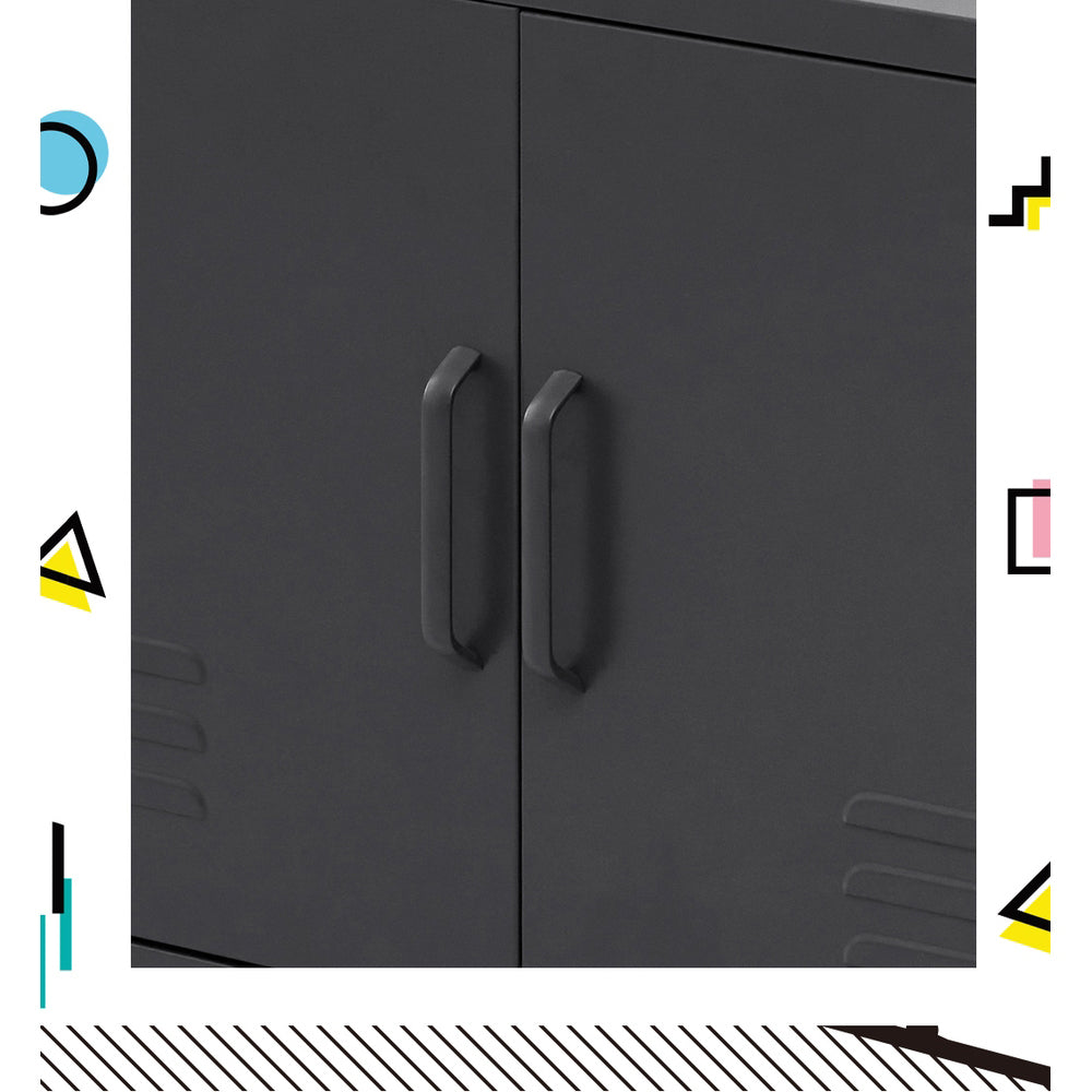 Artiss Buffet Sideboard Metal Cabinet - BASE Charcoal 5