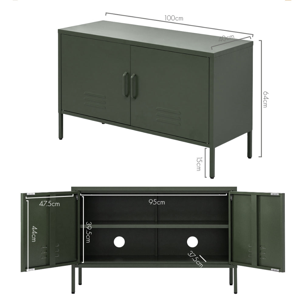 Artiss Buffet Sideboard Metal Cabinet - BASE Green 4