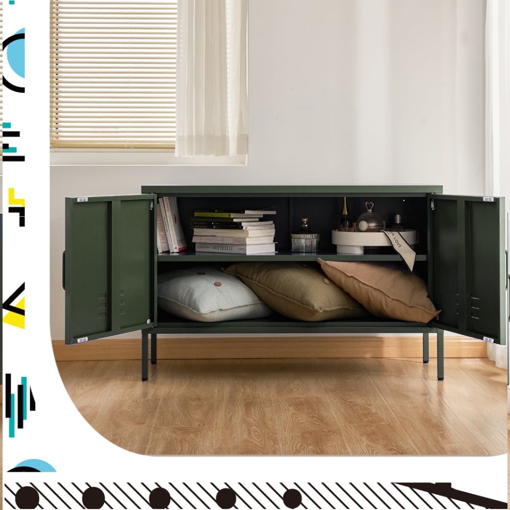 Artiss Buffet Sideboard Metal Cabinet - BASE Green 8